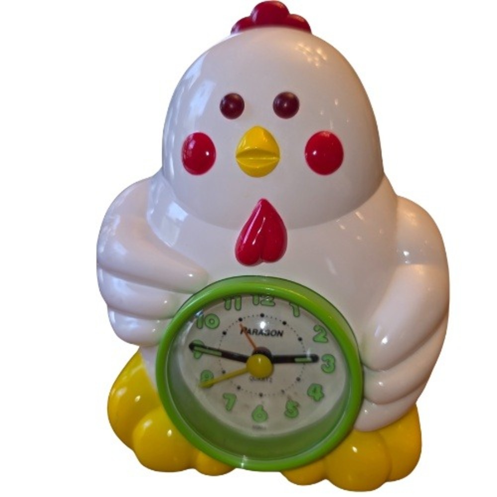 Vintage 90s Paragon Chicken Alarm Clock Glow Eyes Talks Hen Novelty Korea‎ Works